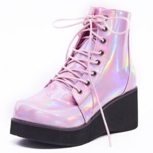 Kinky Cloth Pink Holographic Leather Boots