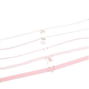 Kinky Cloth Necklace Pink Pastel Chokers