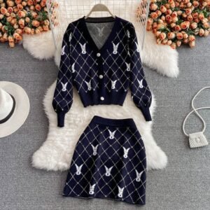 Kinky Cloth Plaid Cardigan + Mini Skirt Set