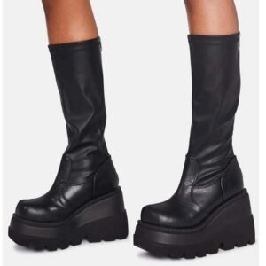 Kinky Cloth Platform Wedge Boots