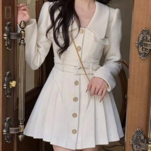 Kinky Cloth Pleated Mini Coat Dress