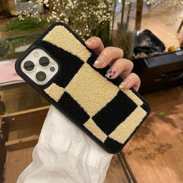 Kinky Cloth Plush Checkerboard Case for IPhone