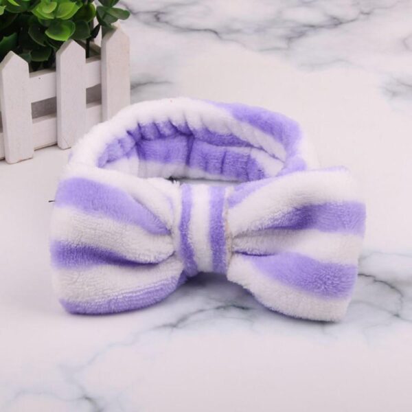 Kinky Cloth 200000395 Purple Plush Striped Elastic Bow Headbands