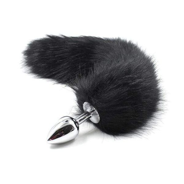 Kinky Cloth Black Plush Tail Plug