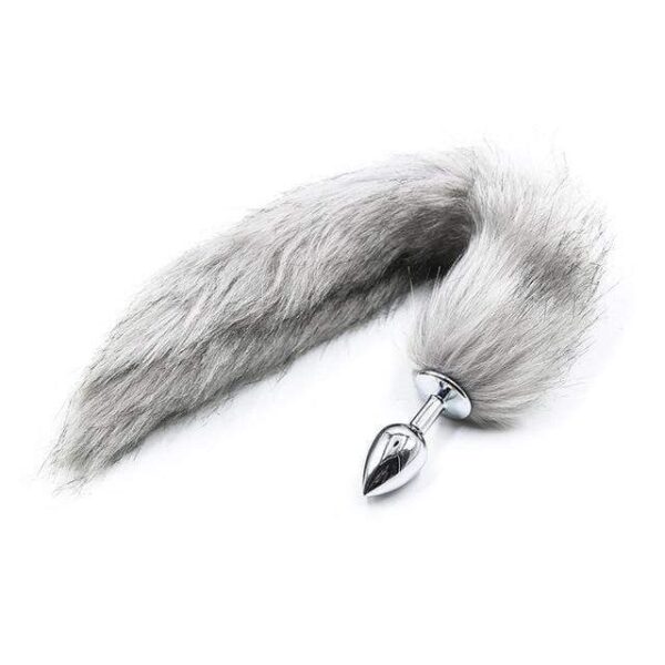 Kinky Cloth Silver Plush Tail Plug