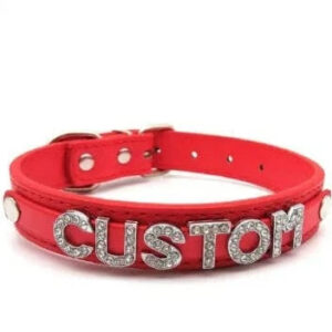 Kinky Cloth Red Rhinestone Customized Letters Choker