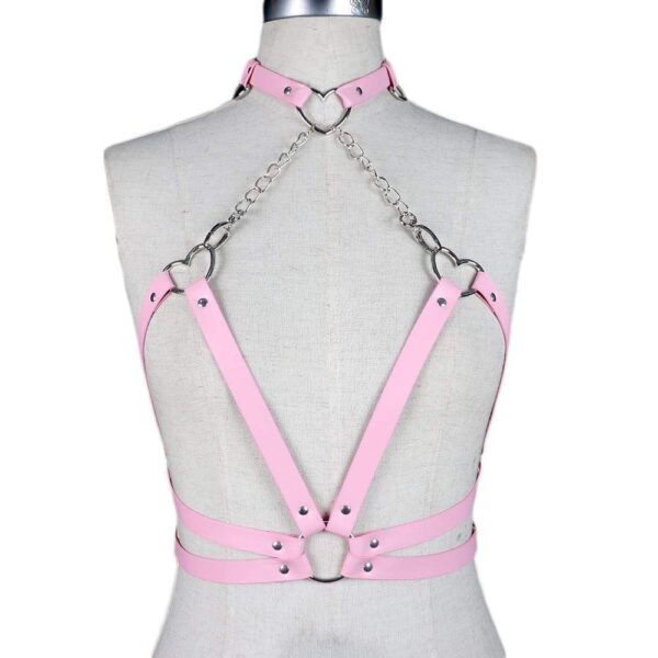 Kinky Cloth 200001886 Pink / One size Removable Heart Choker Harness Bra