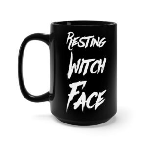 Printify Mug 15oz Resting Witch Face Black Mug 15oz