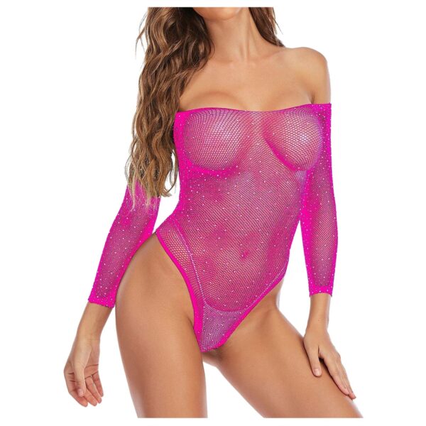 Kinky Cloth Hot Pink / S / China Rhinestone Fishnet Bodycon