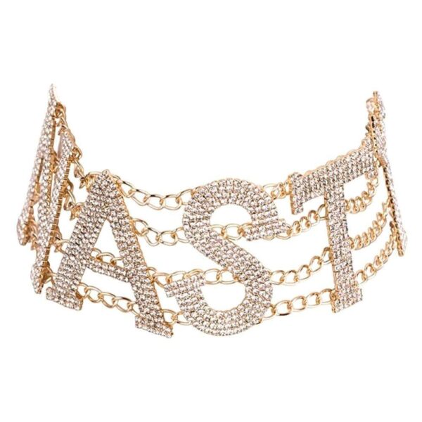 Kinky Cloth Rhinestone Letter Choker