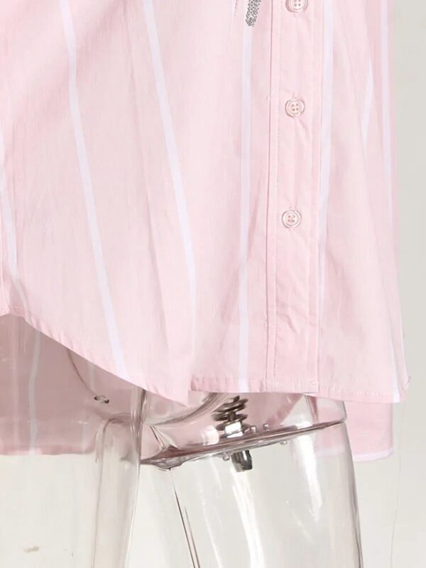 Kinky Cloth Rhinestones Striped Loose Blouse