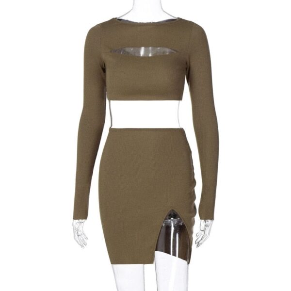 Kinky Cloth Auburn / S Ribbed Crop Top Bodycon Set