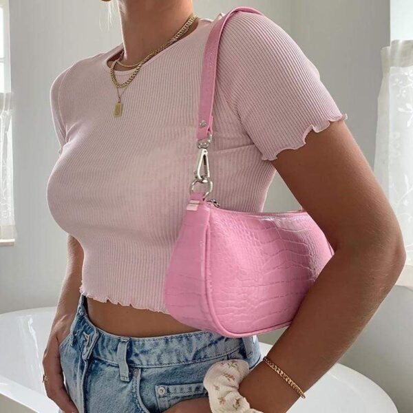 Kinky Cloth 0 Pink / M Ribbed Plain Crop Top