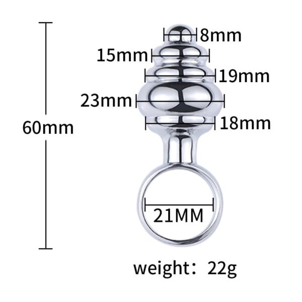 Kinky Cloth Silver-5 Ring Shaped Metal Anal Plug