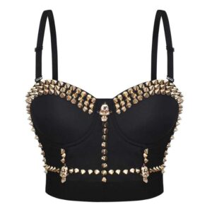 Kinky Cloth Black / XXL Rivet Bra Cropped Corset