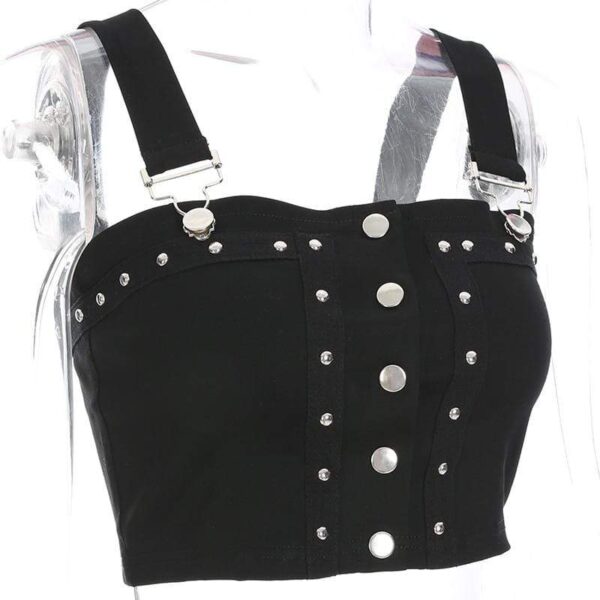 Kinky Cloth 200000790 Rivet Metal Button Strappy Crop Top