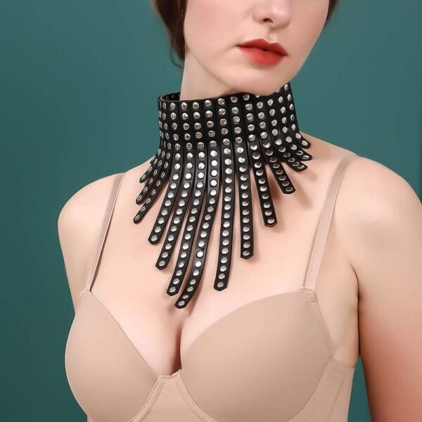 Kinky Cloth 200001886 Rivets Leather Bondage Choker Necklace