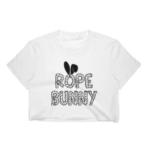 Kinky Cloth Top Crop Top - S / Black/ White Font Rope Bunny Bondage Top