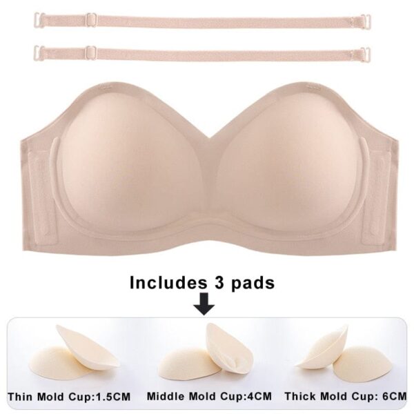 Kinky Cloth Beige bra / S(32or70ABC) Seamless Strapless Bra Underwear Set