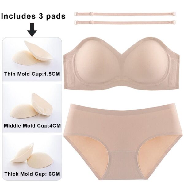 Kinky Cloth Beige bra set / S(32or70ABC) Seamless Strapless Bra Underwear Set