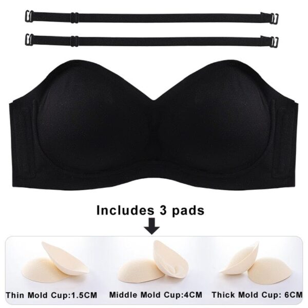 Kinky Cloth Black bra / S(32or70ABC) Seamless Strapless Bra Underwear Set