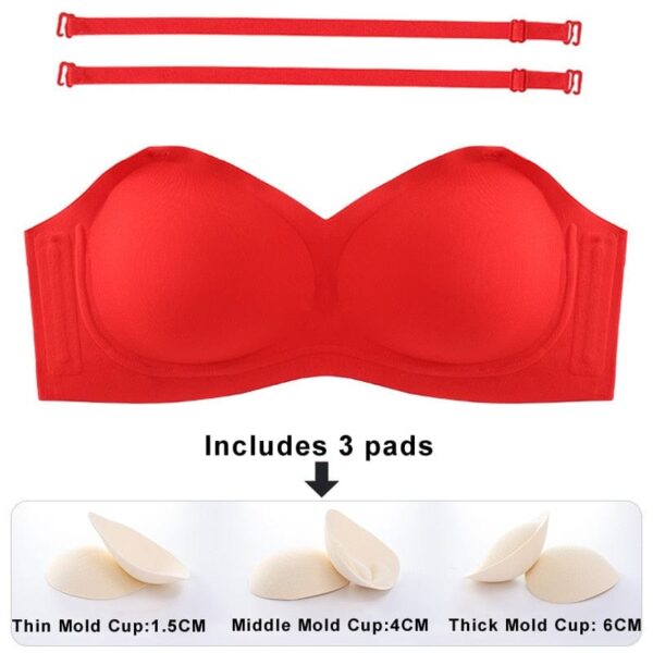 Kinky Cloth Red bra / S(32or70ABC) Seamless Strapless Bra Underwear Set