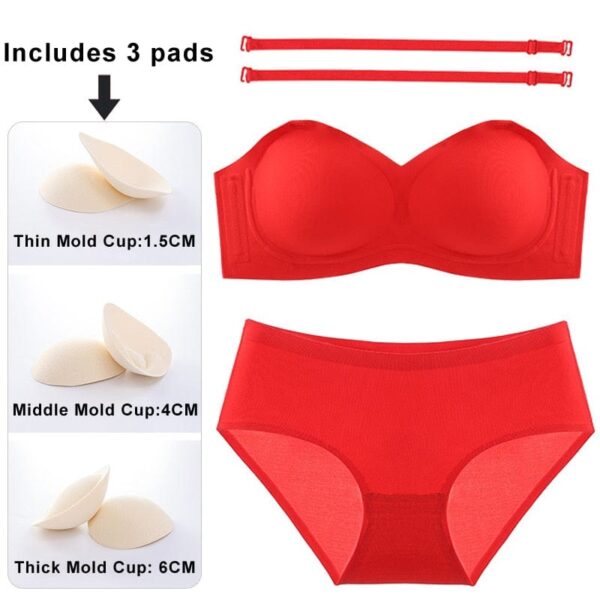 Kinky Cloth Red bra set / S(32or70ABC) Seamless Strapless Bra Underwear Set