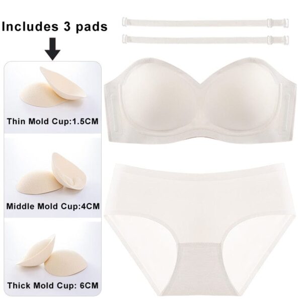 Kinky Cloth White bra set / S(32or70ABC) Seamless Strapless Bra Underwear Set