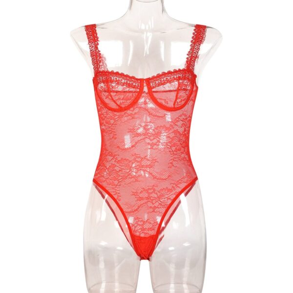 Kinky Cloth Red / S See Through Lace Bodysuit