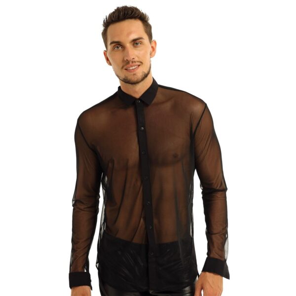 Kinky Cloth See Through Mesh Collar Top