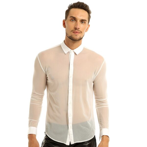 Kinky Cloth White / M See Through Mesh Collar Top