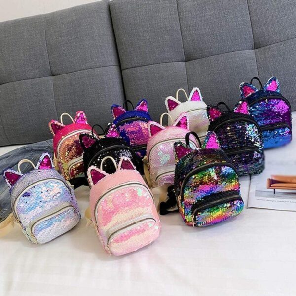 Kinky Cloth Bags & Wallets Sequin Kitten Ears Backpack