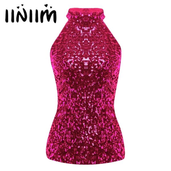 Kinky Cloth Sequins Halter Neck Top