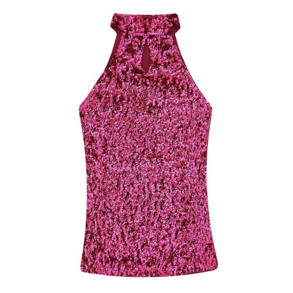 Kinky Cloth Sequins Halter Neck Top