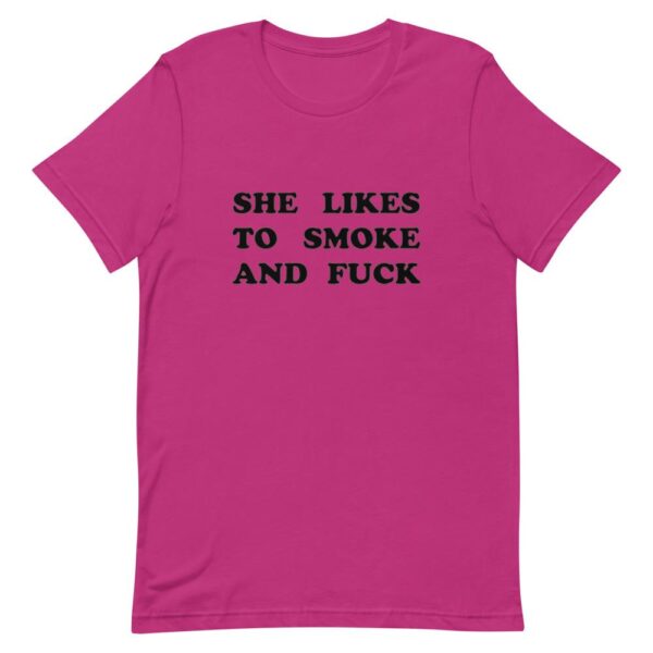 Kinky Cloth Berry / S She Likes To Smoke And Fuck Black  T-Shirt