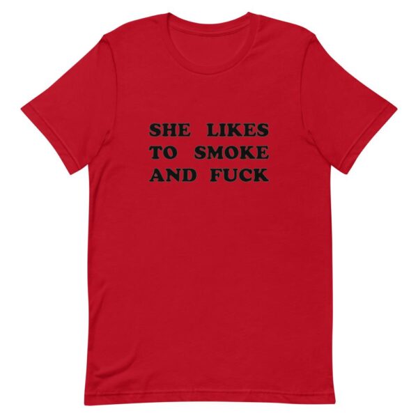 Kinky Cloth Red / S She Likes To Smoke And Fuck Black  T-Shirt