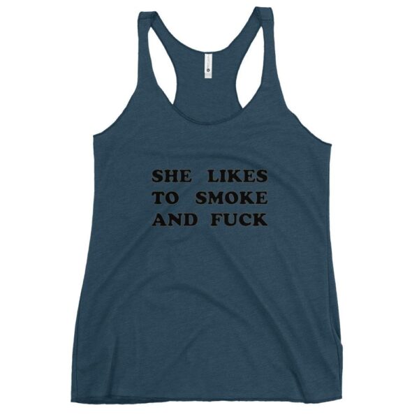 Kinky Cloth Indigo / XS She Likes To Smoke And Fuck Black  Tank Top