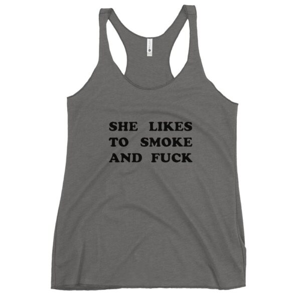 Kinky Cloth Premium Heather / XS She Likes To Smoke And Fuck Black  Tank Top