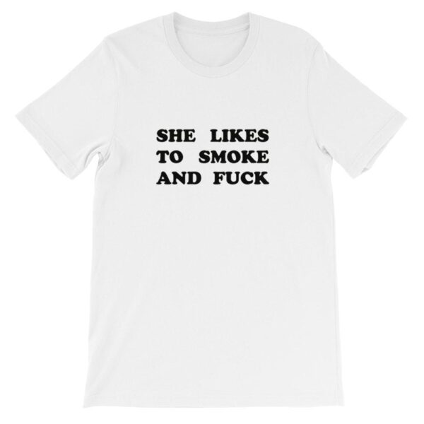 Kinky Cloth top Crop Top - S / Black/ White Font She Likes To Smoke And Fuck Top