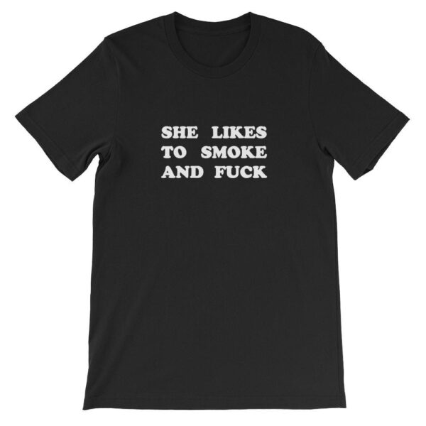 Kinky Cloth top Crop Top - S / Black/ White Font She Likes To Smoke And Fuck Top