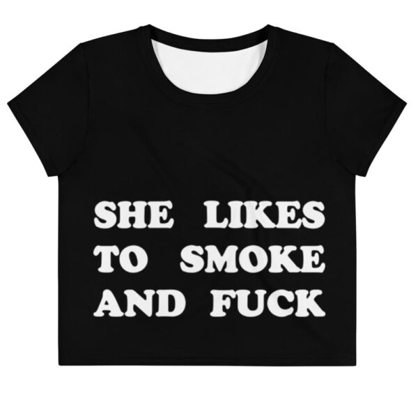 Kinky Cloth XS She Likes To Smoke And Fuck White Crop Top Tee