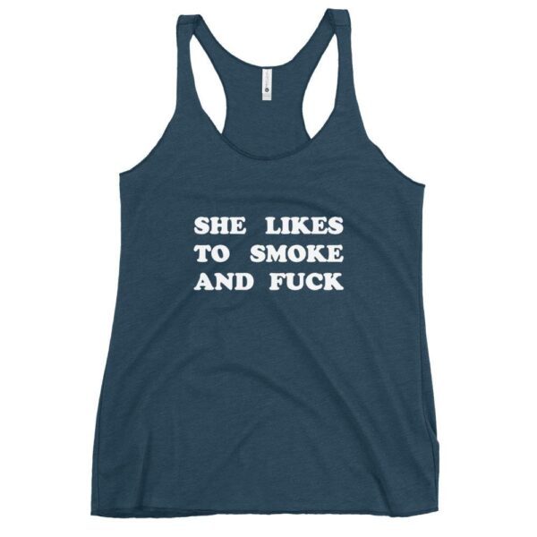 Kinky Cloth Indigo / XS She Likes To Smoke And Fuck White Tank Top