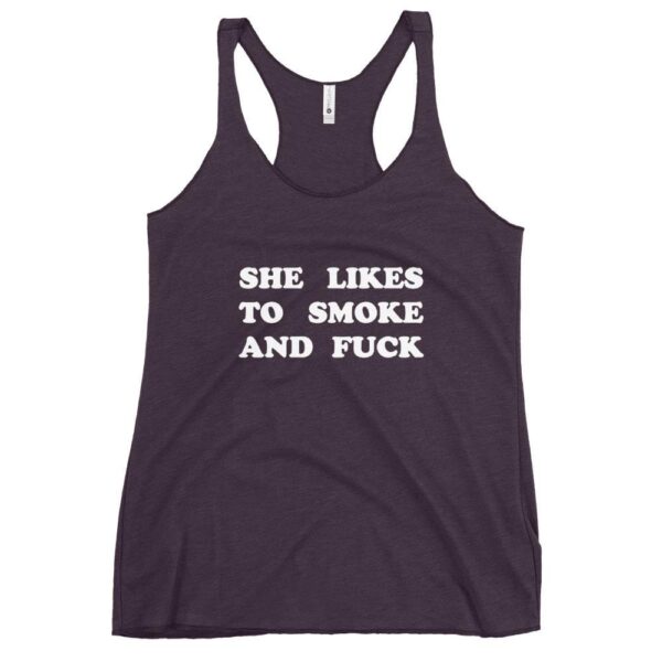 Kinky Cloth Vintage Purple / XS She Likes To Smoke And Fuck White Tank Top