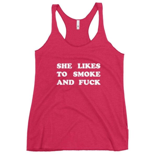 Kinky Cloth Vintage Shocking Pink / XS She Likes To Smoke And Fuck White Tank Top