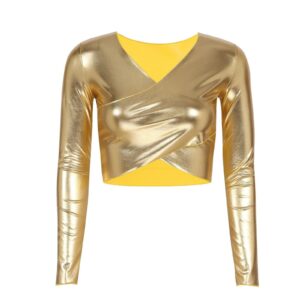 Kinky Cloth Shiny Cross Wrap Crop Top