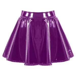 Kinky Cloth Shiny Leather Flared Miniskirt