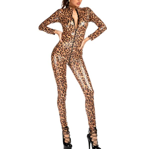 Kinky Cloth 201237002 Brown / M Shiny Leopard Print Jumpsuit