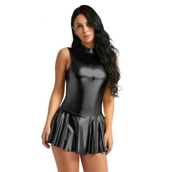 Kinky Cloth Shiny Stand Collar Dress