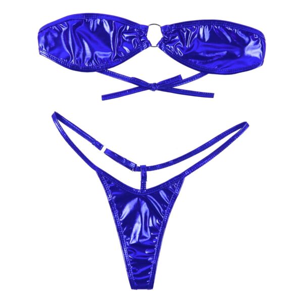 Kinky Cloth Shiny Strapless Tie Back Bikini Set