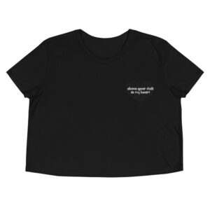 Kinky Cloth Black / S Shove Your Dick In My Heart White Embroidered Crop Top